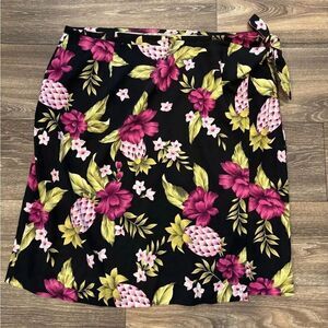 Tommy Bahama Silk Wrap Around Skirt Hibiscus Print Size 16
